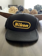 Vintage Nikon Camera Trucker Hat Mesh Snapback Cap Black Yellow