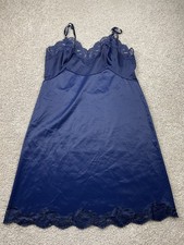 VTG Vanity Fair Nightgown Women Size 40 Medium Blue Lace Chiffon BabyDoll 60s