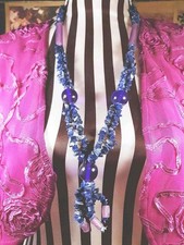 Vintage  1970s Purple Blue Lapis Lazuli Necklace Boho Statement Bohemian Gemston