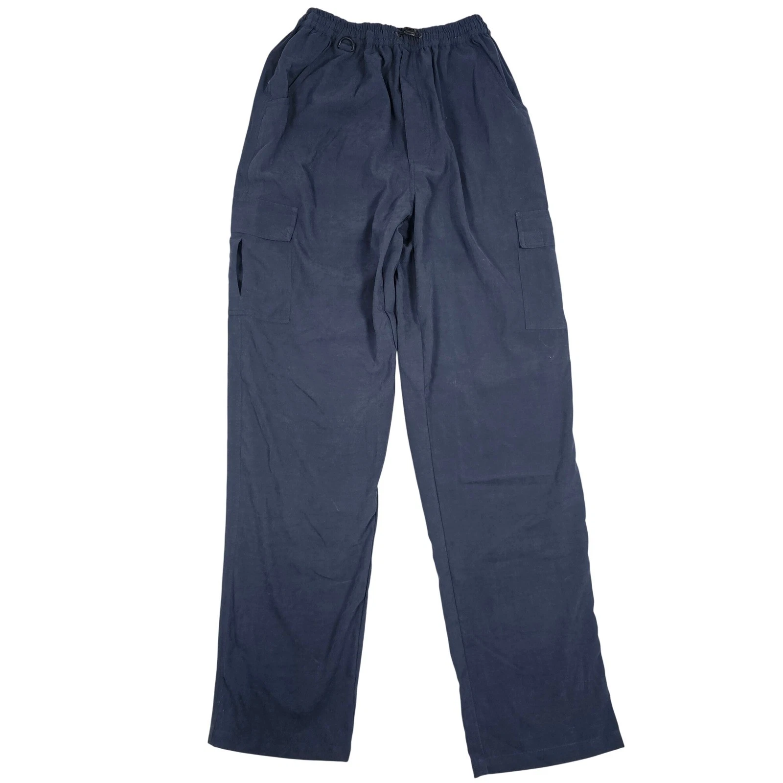 What's Happenin' Mens Cargo Pants Navy Blue Elastic Waist Toggle Size Medium