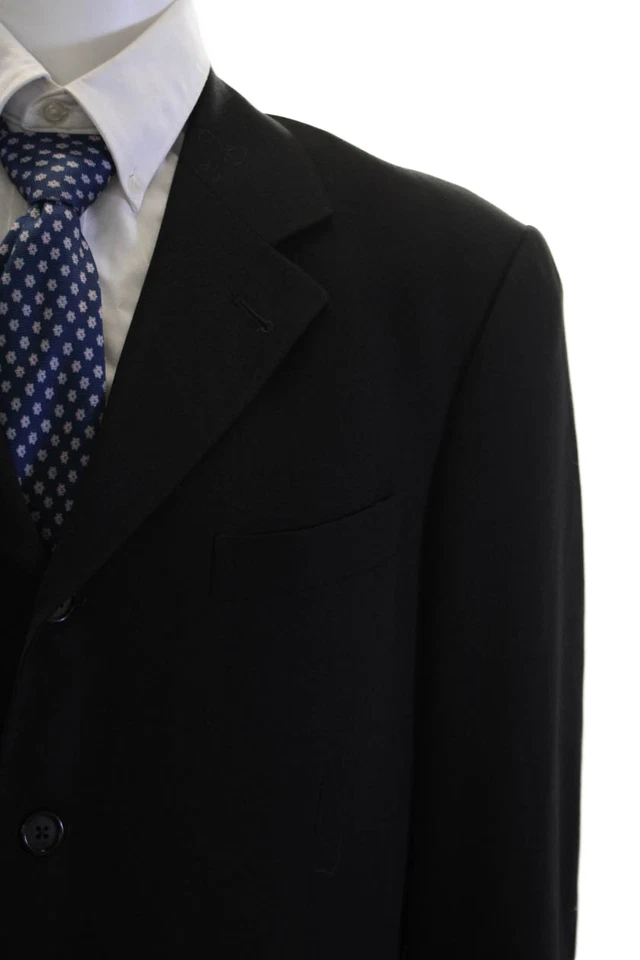 Костюм шерстяной мужской классический черный Zanetti Super 100s куртка размер 52 - Изображение 2 из 4