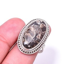 Turritella Agate - Wyoming 925 Sterling Silver Ring S.7 R15, Christmas Gift