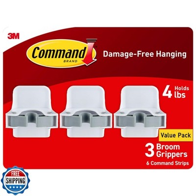 Command Broom and Mop Grippers, 3 Hangers and 6 Command Strips, Damage-Free H