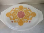 Vintage 1970's Pyrex Seville #045 Casserole Dish w/ Lid Orange & Pink 2.5 Quart