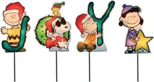 Product Works Set of 4 Pre-Lit "JOY" Peanuts and Snoopy Christmas Multicolor