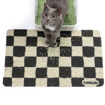 Conlun Cat Litter Mat - Premium Durable PVC Trapping, 24''x17'' Non-Slip, Easy Cle