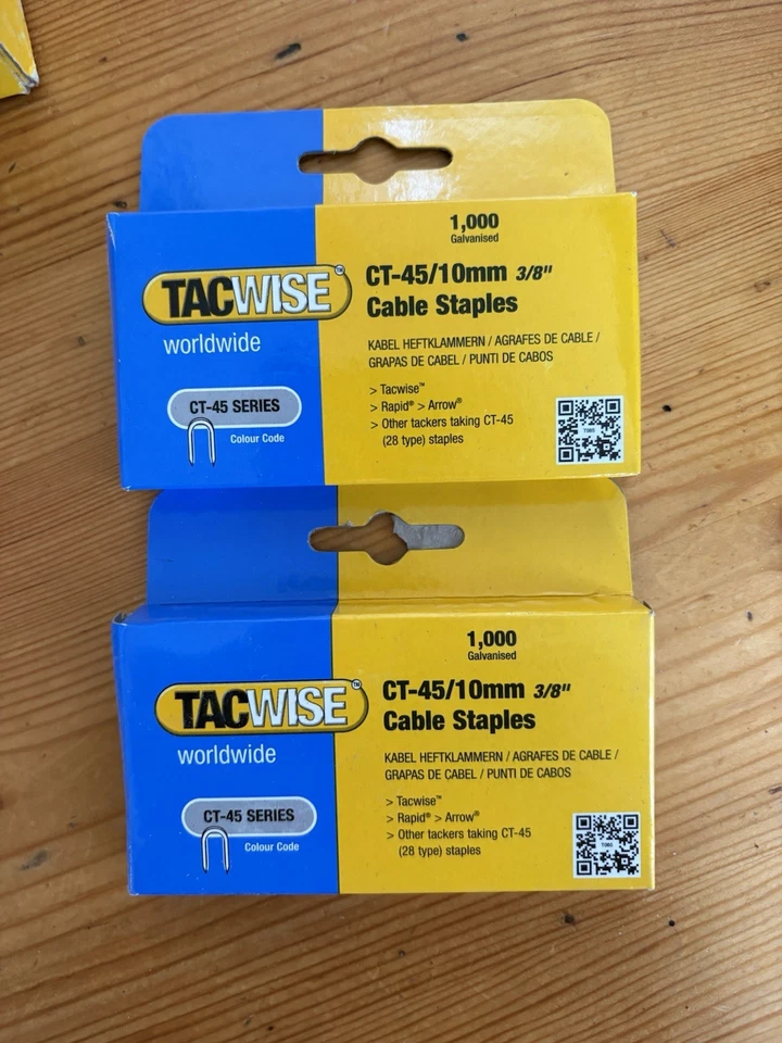 TACWISE CT45 10mm SILVER CABLE TACKER STAPLES - Box of 1,000 X 2