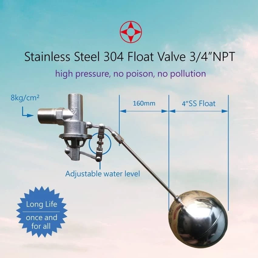 304 Stainless Steel High-Pressure Float Ball Valve - Adjustable Water Level - Image 4 of 4