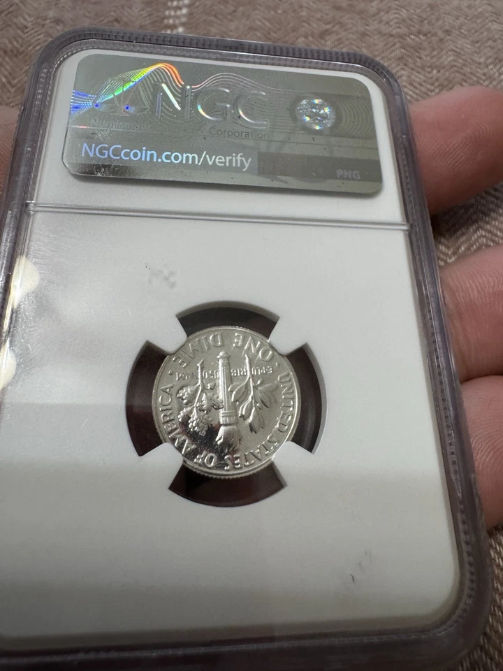 Hermosa moneda de diez centavos Roosevelt 1951 de prueba PF 67 inferior de colección. Foto 2 de 2