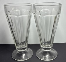 2 anciens verres à fontaine à soda Libby lait shake crème glacée soda base tissage panier