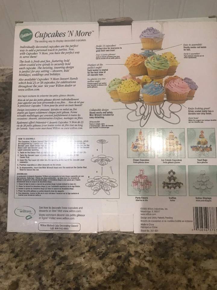 Wilton CUPCAKES 'N MORE DESSERT METAL STAND Holds 13 Cupcakes, Other Treats - Image 3 of 3