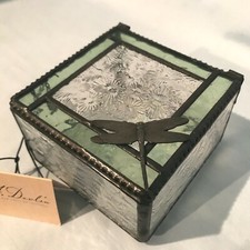 J. Devlin Glass Dragonfly Box 3.75" Clear Texture  Sage Green  58.99