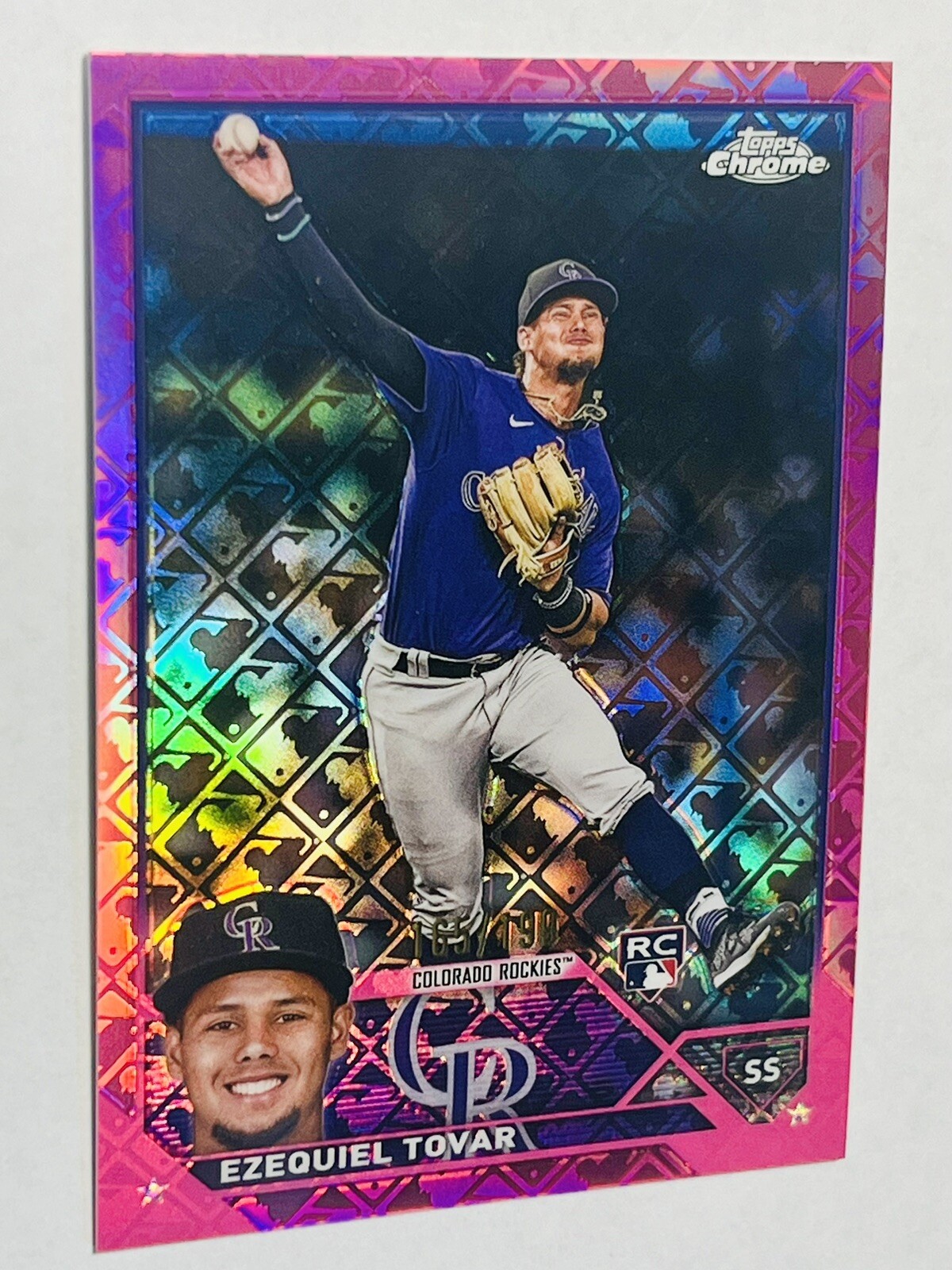 2023 Topps Chrome EZEQUIEL TOVAR 165/199 Rookie (RC) PINK LOGOFRACTOR #106