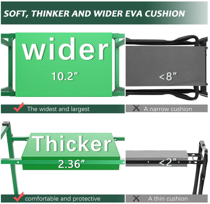 10.2" Wider Garden Kneeler & Seat Heavy Duty Thick Gardening Bench for Kneeling