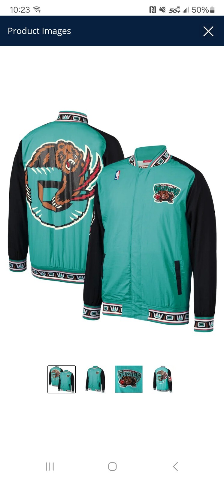 Men's Vancouver Grizzlies Mitchell & Ness Hardwood Classics Jacket Size Medium