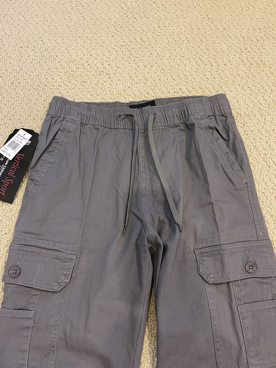 NWT Men's Vertical Sport Gray Stretch Cargo Pocket Jogger