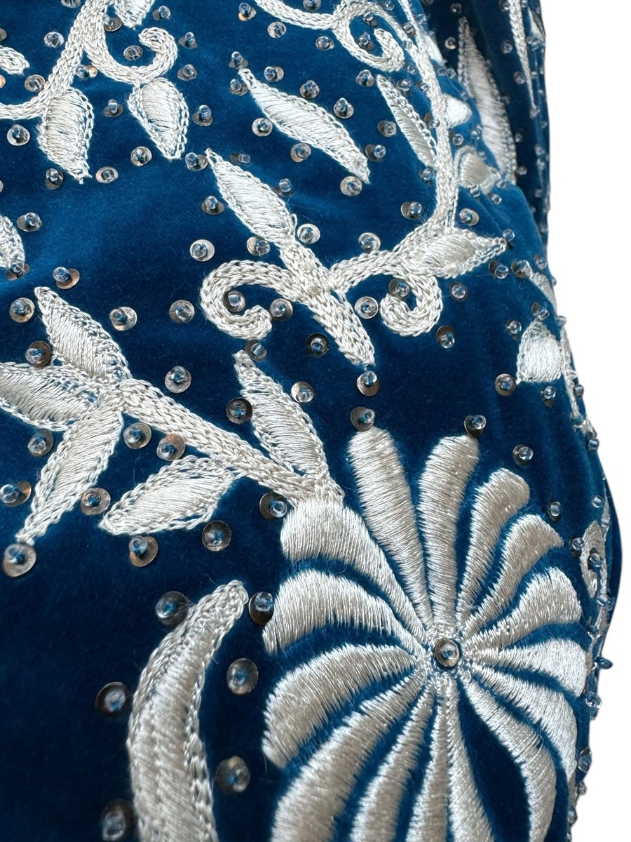 Dries Van Noten FW 2018 Blue Sequined Embroidered Bomber Jacket
