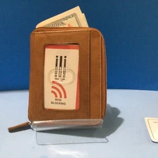 ILI new  Genuine Leather wallet RFID Blocking #7859 Anti sadle