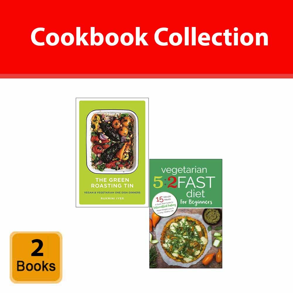 Green Roasting Tin,Vegetarian 5:2 Fast Diet for Beginners 2 Books Collection Set