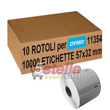 10 x ROTOLI ETICHETTE ADESIVE 11354 57x32 mm PER DYMO LABELWRITER 400 450