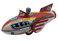 Vintage Rocket Racer Tin 6 Friction With Siren In Original Box-Free Shipping