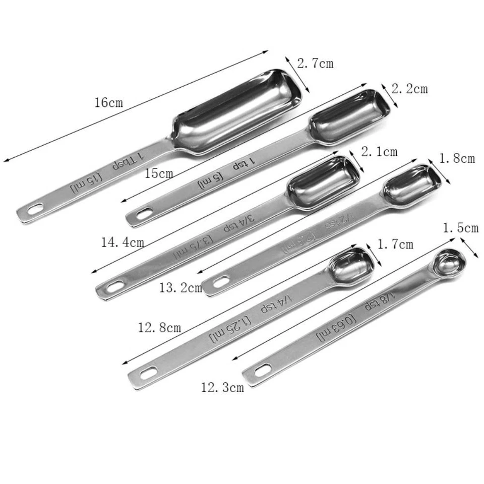 Cuchara de café de acero inoxidable 6 piezas cucharas medidoras mango largo cuchara graduada Foto 2 de 4