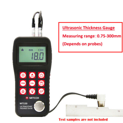 Ultrasonic Thickness Gauge Tester Meter 0.75~300mm LCD Display 0.1mm Resolution