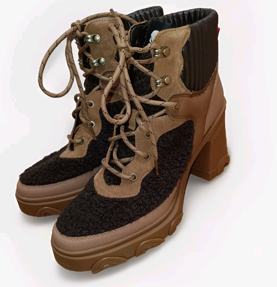 SOREL Brown Brex Waterproof Shearling Cozy Lace Up Boots Sz 