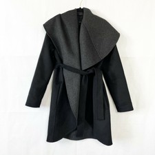 365 Fleurette Black & Gray Belted Soft Shell Jacket Wool/cashmere - Size Small