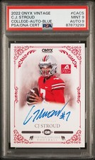 PSA 9/9 - 2022 Onyx Vintage Football CJ STROUD RC Blue Ink On Card AUTO #/300