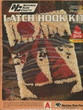 Vintage National Yarn Crafts Red Sails 20" x 27" Rug Latch Hook-A-Rug KIT 1970s