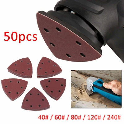 90mm SANDING PADS TRIANGLE DELTA MOUSE SANDER SHEETS 40 60 80 120 240 GRIT SATC
