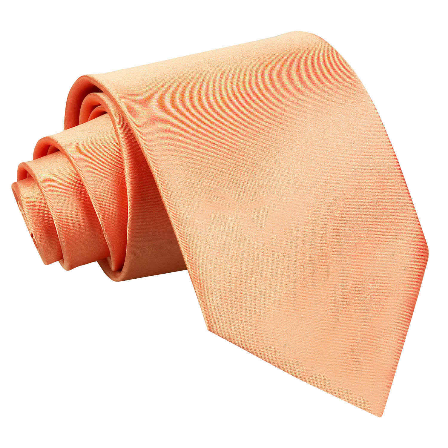 Coral Tie Satin Plain Solid Mens Classic Wedding Necktie by DQT