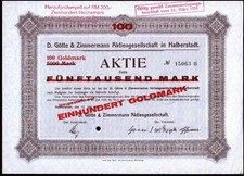 D. Götte & Zimmermann Aktiengesellschaft in Halberstadt 1923 5000 Mark