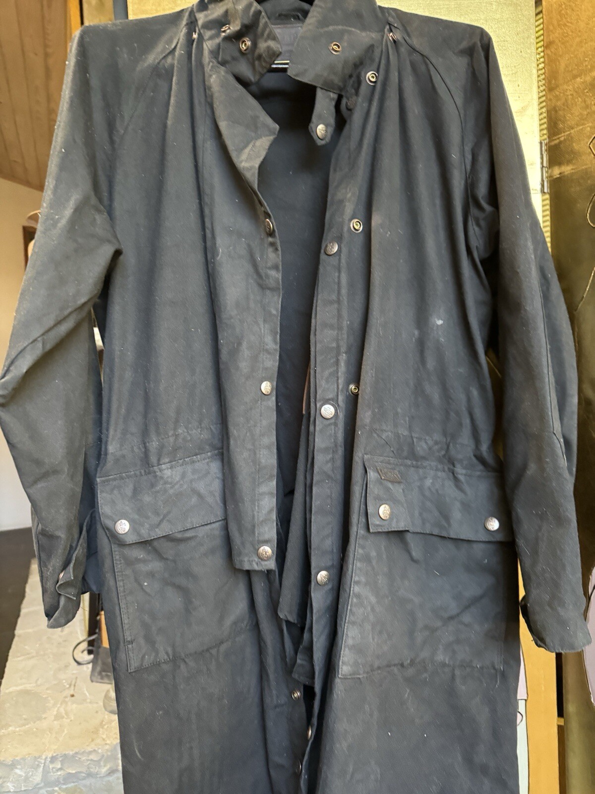 Outback Long Black Trench Coat Large