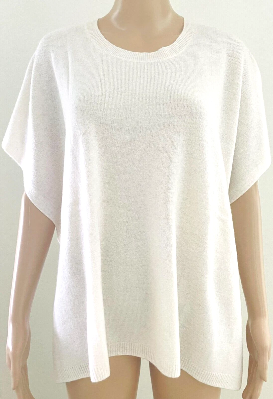 Galeries Lafayette 70% Wool 30% Cashmere Ivory Poncho Sweater O/S NWT