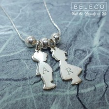 Personalized Children Charms Initial Necklace Engraved Custom Pendant Mother's