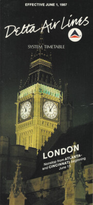 Delta Air Lines system timetable 6/1/87 [308DL] Buy 4+ save 25%