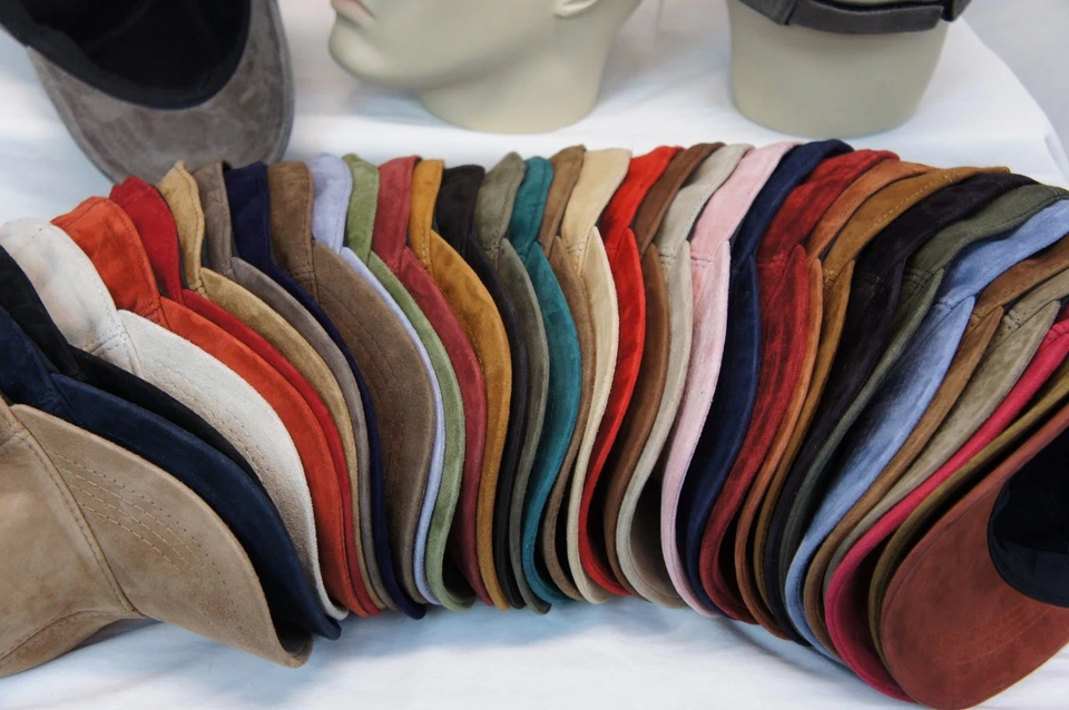 100% REAL GENUINE LAMBSKIN SUEDE LEATHER Baseball Cap Hat Sport Visor 36 COLORS - Image 2 of 4