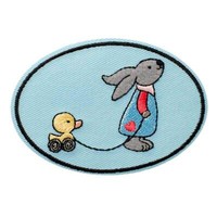 Hase Mit Ente Tier - AufnäHer, BüGelbild, AufbüGler, GrößE: 8,2 X 5,7 Cm