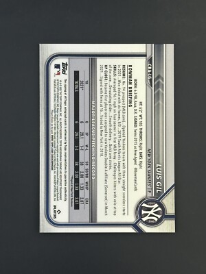 2022 Bowman Chrome Luis Gil Auto Rookie On-Card Autograph Yankees