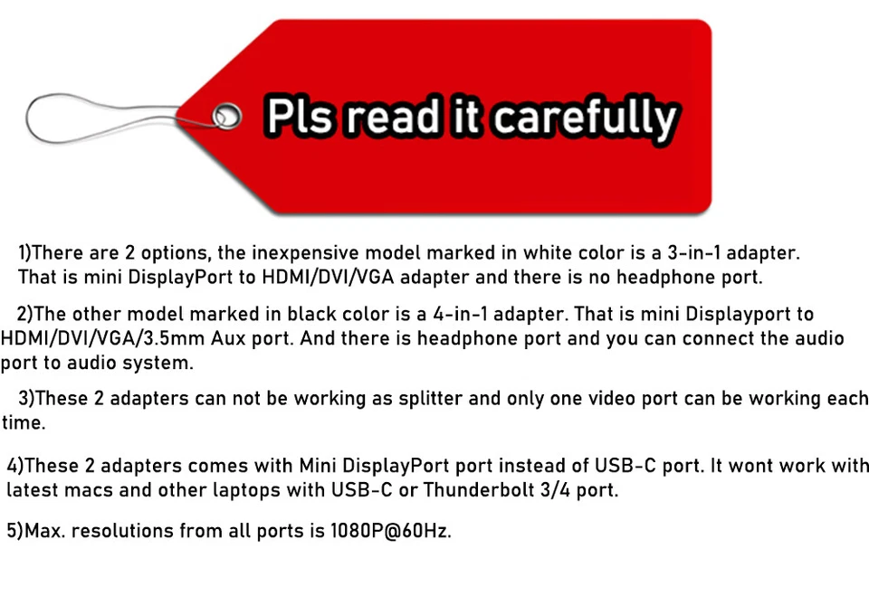 4 in1 Thunderbolt 2 Mini DisplayPort DP auf HDMI VGA DVI Audio Mac Adapter Kabel - Bild 2 von 4