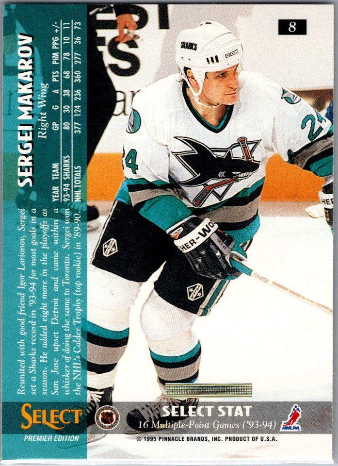 1994-95 Select #8 Sergei Makarov - Image 2 of 2