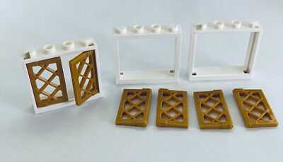 *NEW* LEGO WHITE Window 1x4x3 with 2 GOLD PANES *3 Sets* 