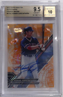 2017 TOPPS HIGH TEK NOMAR GARCIAPARRA ORANGE MAGMA DIFFRACTOR AUTO 25/25 RED SOX
