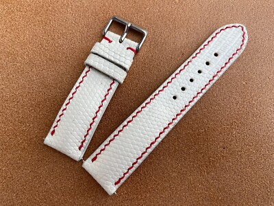 White Lizard skin leather Watch Strap Band 12 14 16 18 19 20 21 22 23 24 26mm