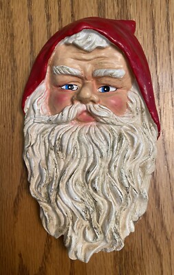 Vintage SILVESTRI Paper Mache  8'' Santa Head - Hand Painted