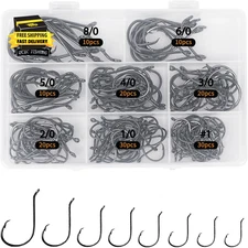 Circle Hooks Fishing Hooks 2X Strong Offset Circle Hooks Saltwater Black High Ca