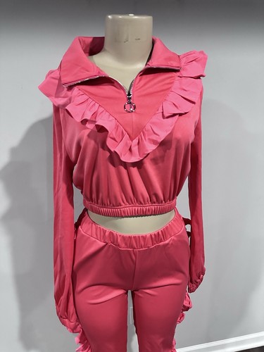 Tracksuits Size Small Women Pink Crop Top Joggers High Rise Sweatpants - Picture 2 of 4