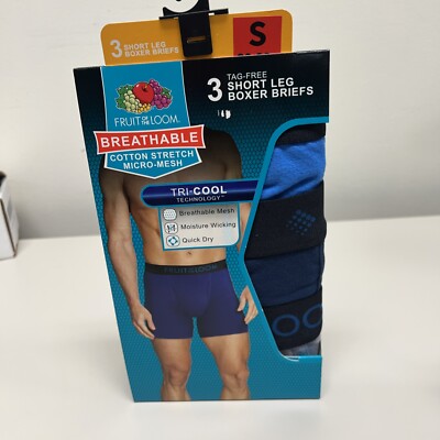 Fruit of the Loom MEN'S Size S Breathable Short-Leg Boxer Briefs